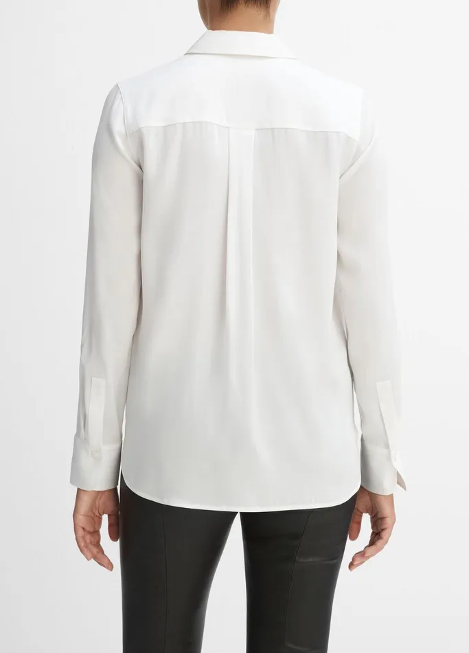 Vince Shirts and Tops Women Slim Fitted StretchSilk Blouse Optic White