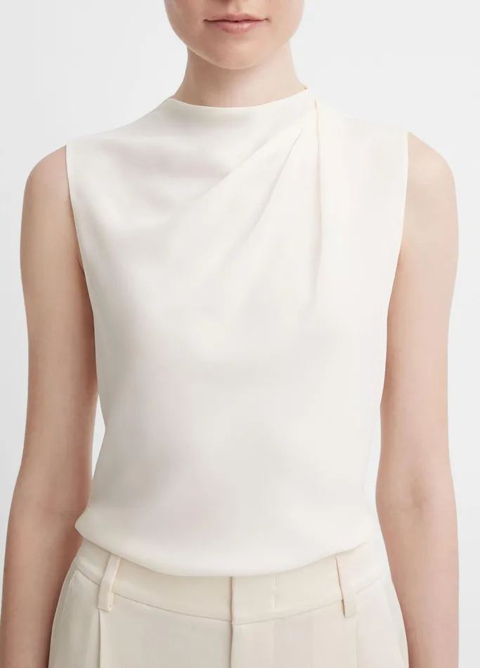 Vince Shirts and Tops Women StretchSilk Draped Sleeveless Blouse Chiffon