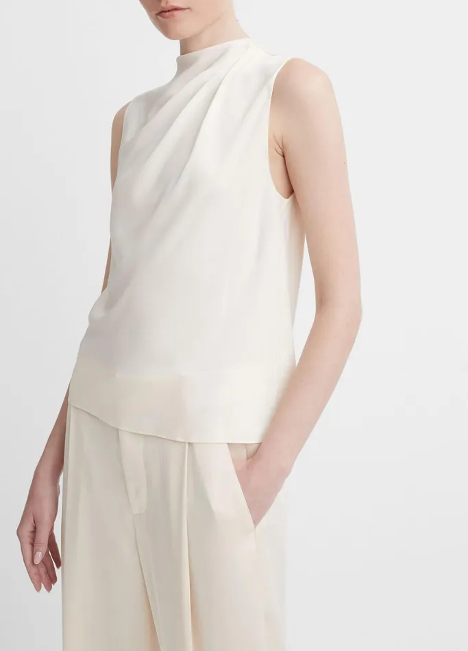 Vince Shirts and Tops Women StretchSilk Draped Sleeveless Blouse Chiffon