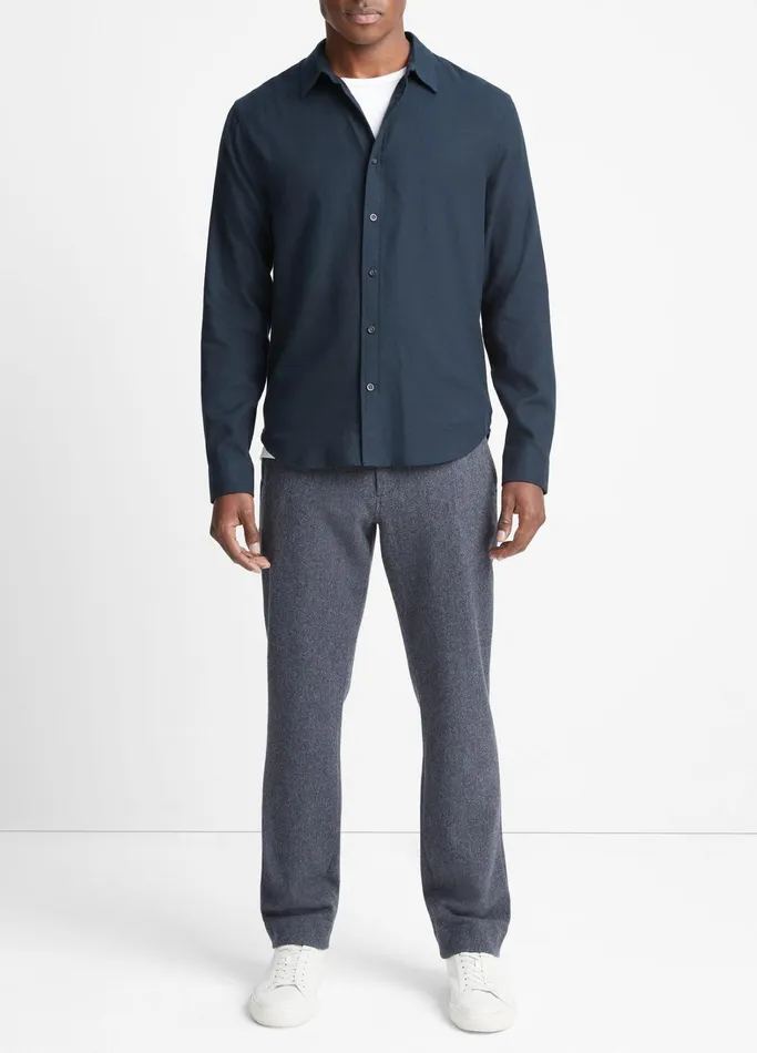 Vince Shirts Men Brushed CottonWool Shirt Coastal Blue