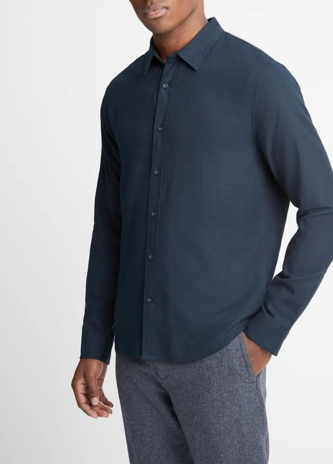 Vince Shirts Men Brushed CottonWool Shirt Coastal Blue