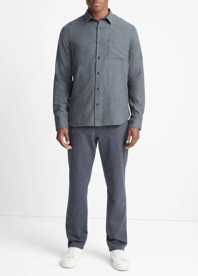 Vince Shirts Men Mendocino Houndstooth Shirt Coastal Bluemedium Heather Grey