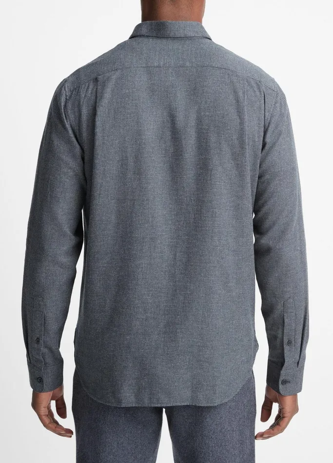 Vince Shirts Men Mendocino Houndstooth Shirt Coastal Bluemedium Heather Grey