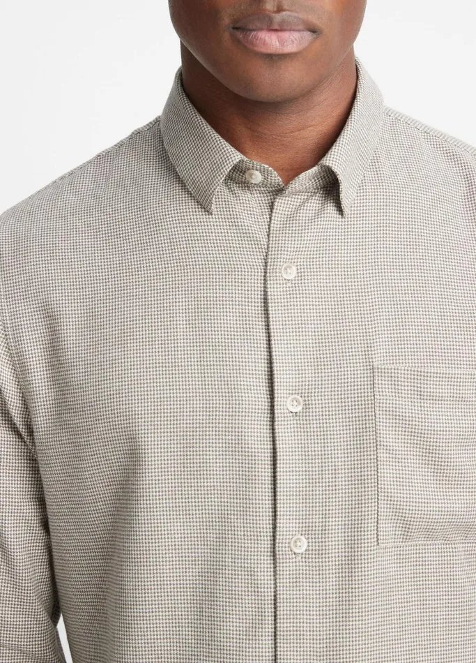 Vince Shirts Men Mendocino Houndstooth Shirt Stone Beachcarrillo Green