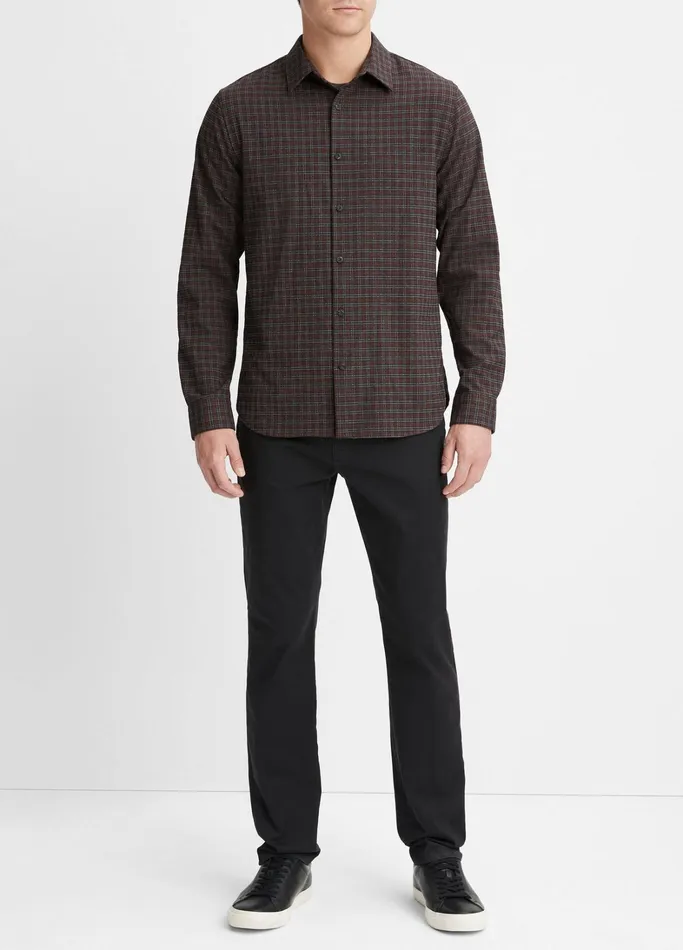 Vince Shirts Men New Castle Plaid Shirt Pinot Vinoheather Charcoal