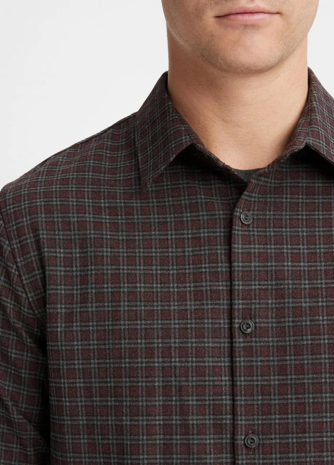 Vince Shirts Men New Castle Plaid Shirt Pinot Vinoheather Charcoal