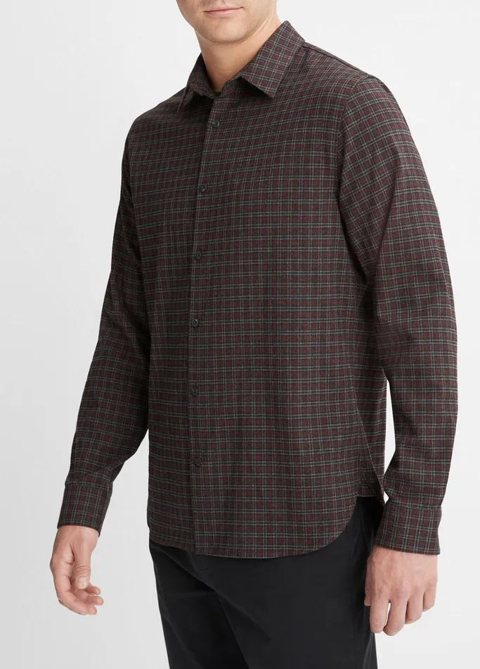 Vince Shirts Men New Castle Plaid Shirt Pinot Vinoheather Charcoal