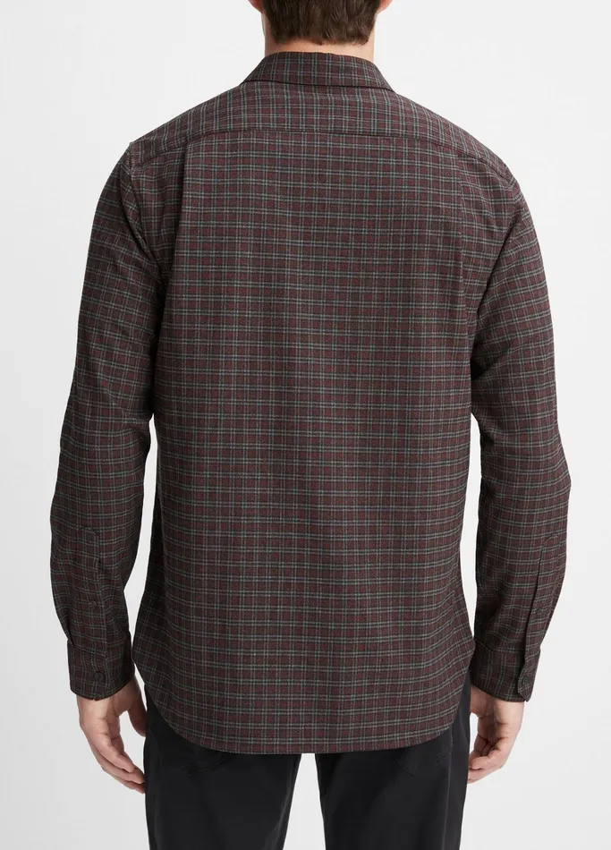 Vince Shirts Men New Castle Plaid Shirt Pinot Vinoheather Charcoal