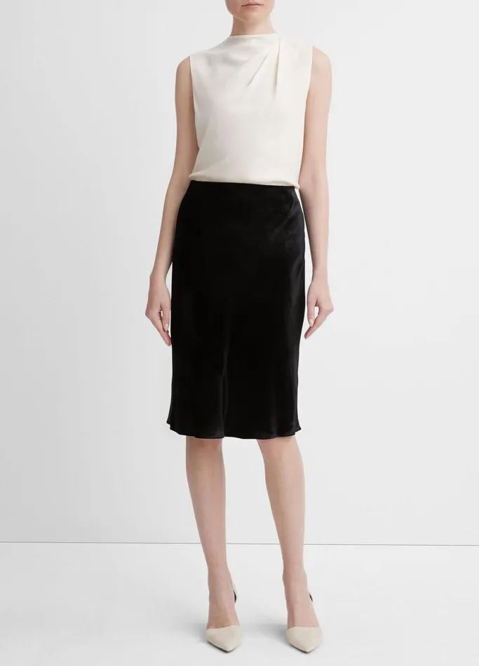 Vince Skirts Women Velvet Slip Skirt Black
