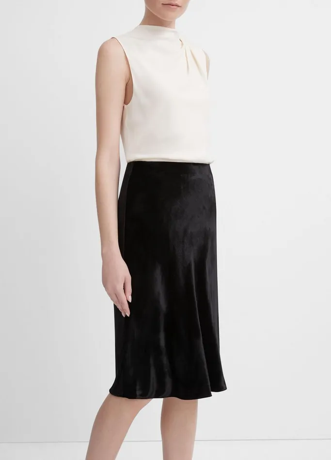 Vince Skirts Women Velvet Slip Skirt Black