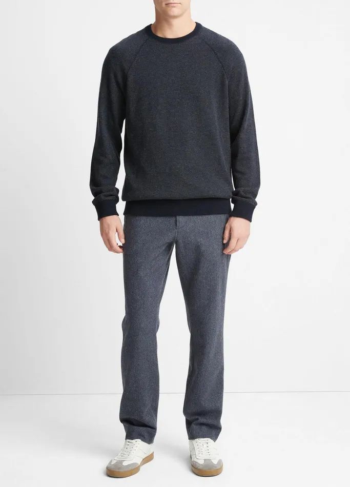Vince Sweaters Men Birdseye Raglan Crew Coastalmedium Heather Grey