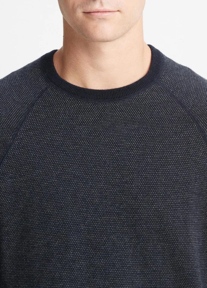Vince Sweaters Men Birdseye Raglan Crew Coastalmedium Heather Grey