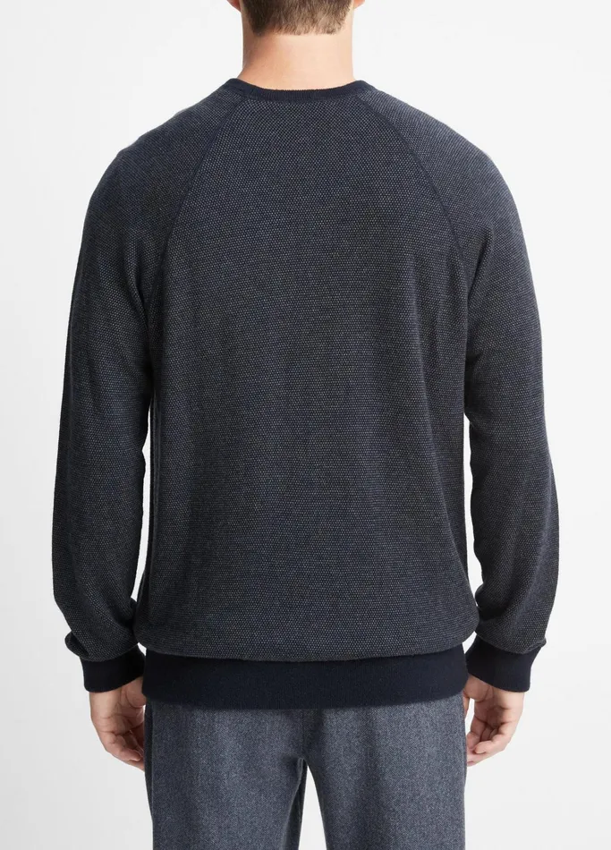 Vince Sweaters Men Birdseye Raglan Crew Coastalmedium Heather Grey
