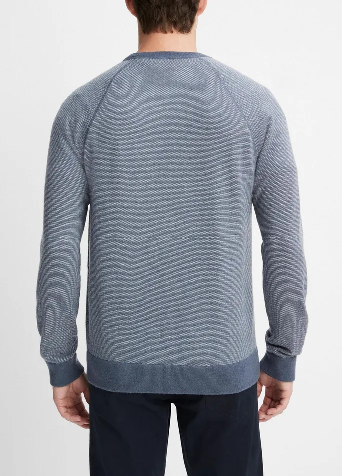 Vince Sweaters Men Birdseye Raglan Sweater Iris Bluedeco Cream