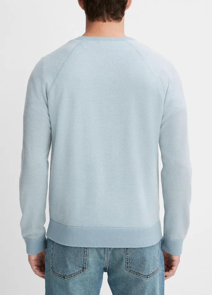 Vince Sweaters Men Birdseye Raglan Sweater Lake Bluedeco Cream