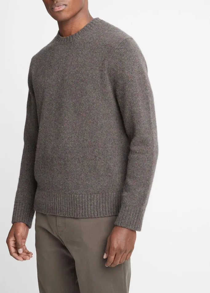Vince Sweaters Men Mlange LongSleeve Crew Neck Sweater Heather Carrillo Green