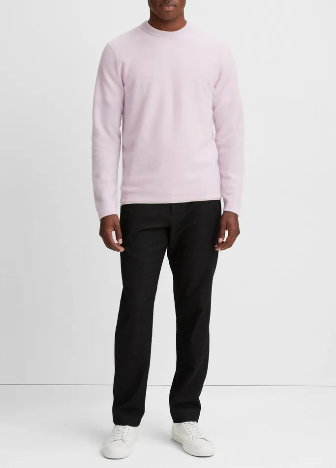 Vince Sweaters Men Plush Cashmere Crew Neck Sweater Fox Glove