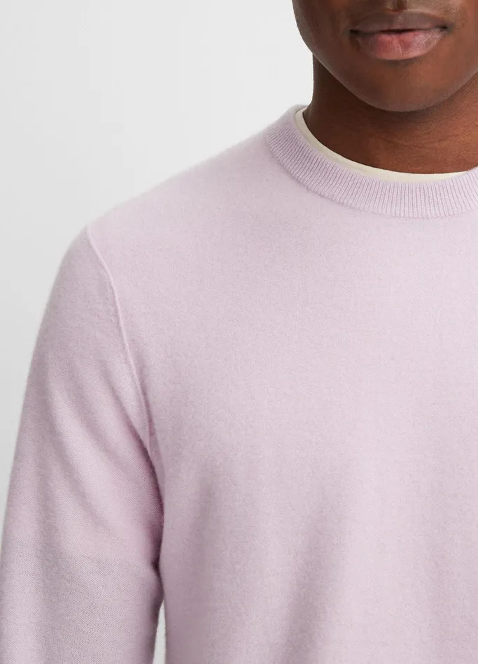 Vince Sweaters Men Plush Cashmere Crew Neck Sweater Fox Glove