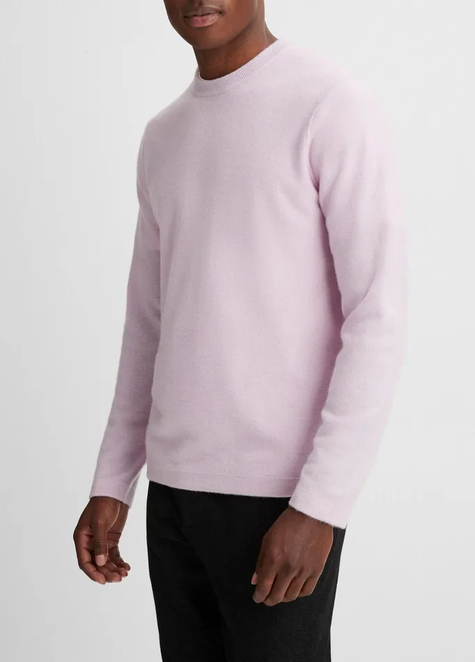 Vince Sweaters Men Plush Cashmere Crew Neck Sweater Fox Glove