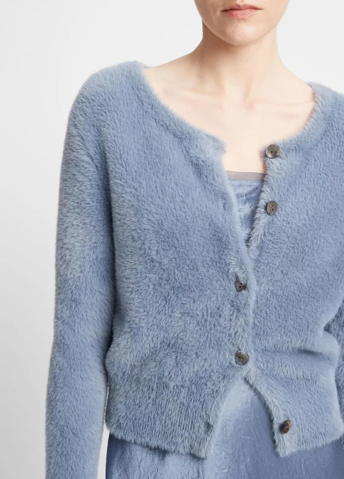 Vince Sweaters Women Eyelash Cardigan Iris Smoke