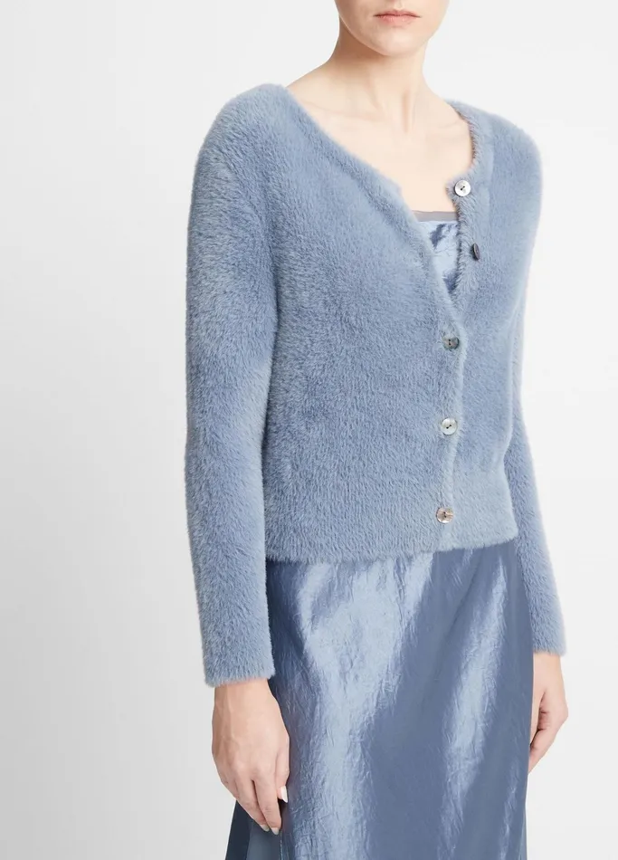 Vince Sweaters Women Eyelash Cardigan Iris Smoke
