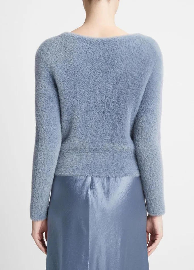 Vince Sweaters Women Eyelash Cardigan Iris Smoke