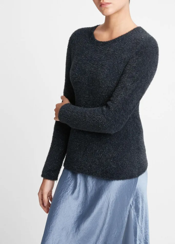 Vince Sweaters Women Metallic Eyelash Pullover Sweater Obsidianblack