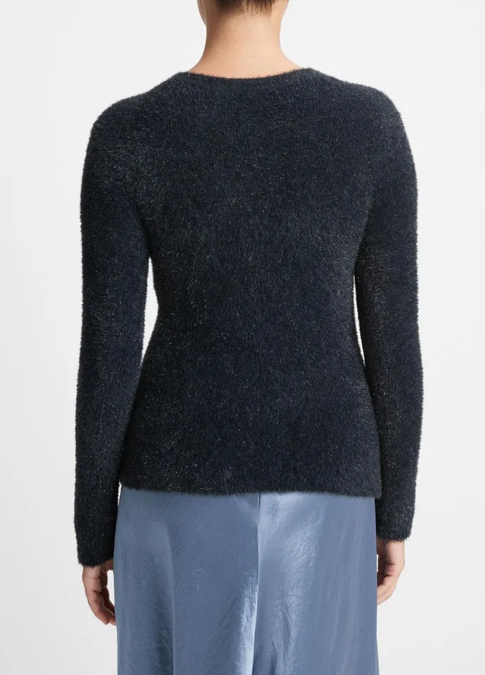 Vince Sweaters Women Metallic Eyelash Pullover Sweater Obsidianblack
