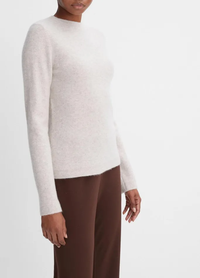 Vince Sweaters Women Plush Cashmere Crew Neck Sweater Marble