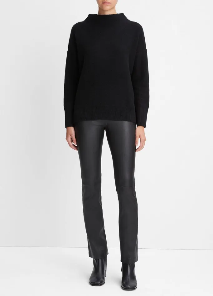 Vince Sweaters Women Plush Cashmere Funnel Neck Sweater Black