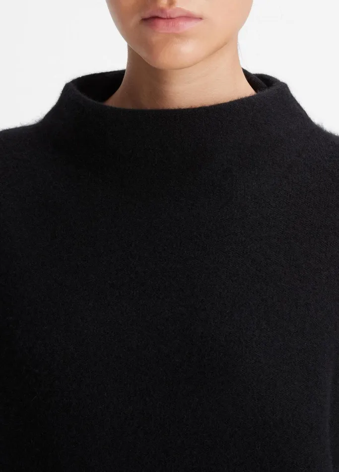 Vince Sweaters Women Plush Cashmere Funnel Neck Sweater Black
