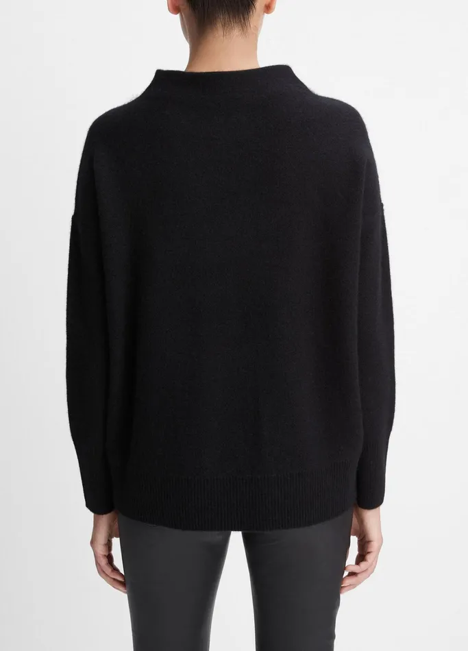 Vince Sweaters Women Plush Cashmere Funnel Neck Sweater Black