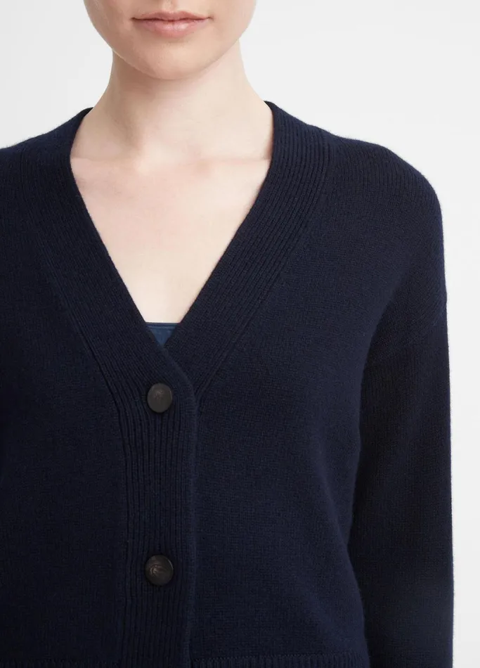Vince Sweaters Women Wool And Cashmere Boxy ThreeButton Cardigan Coastal Blue