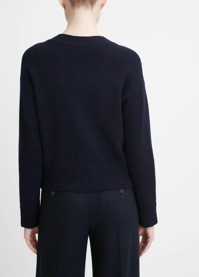 Vince Sweaters Women Wool And Cashmere Boxy ThreeButton Cardigan Coastal Blue