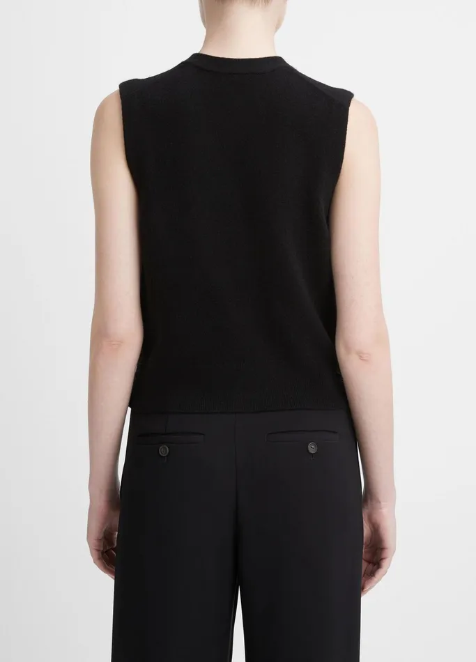 Vince Sweaters Women Wool And Cashmere Shrunken Sweater Vest Black