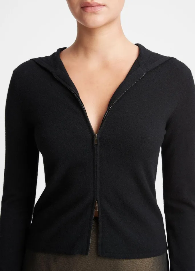 Vince Sweaters Women WoolBlend Zip Hoodie Black