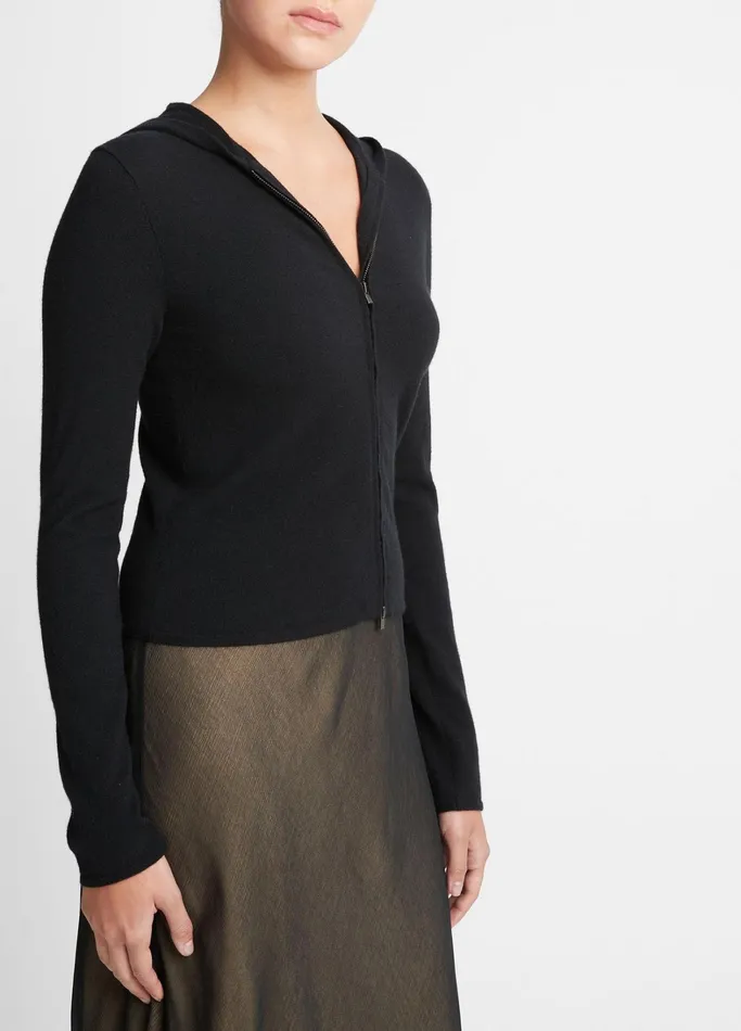 Vince Sweaters Women WoolBlend Zip Hoodie Black