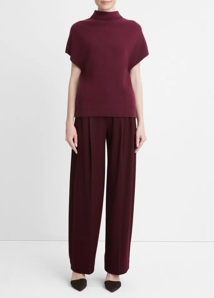 Vince Sweaters Women WoolCashmere Mock Neck Popover Cherry Wine
