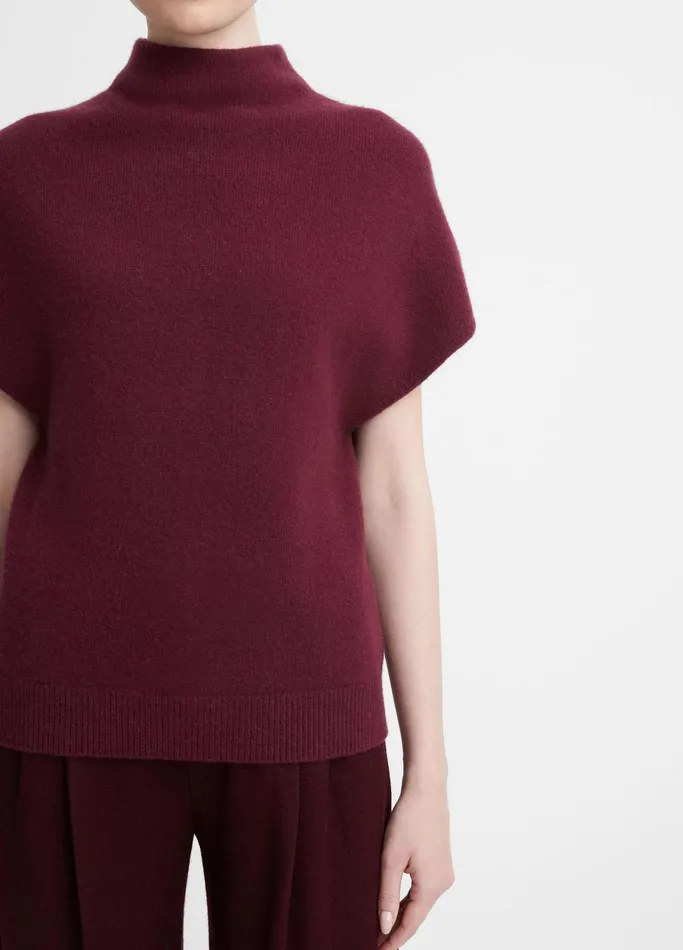 Vince Sweaters Women WoolCashmere Mock Neck Popover Cherry Wine