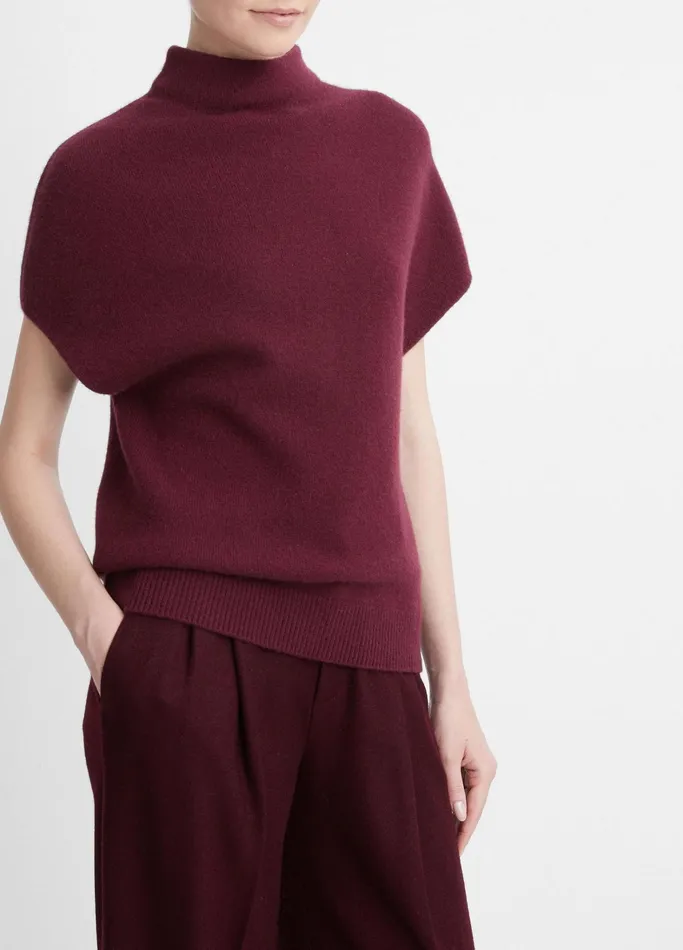 Vince Sweaters Women WoolCashmere Mock Neck Popover Cherry Wine