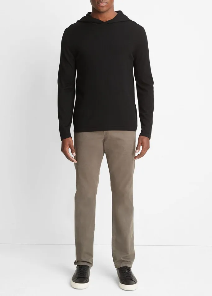 Vince Sweatshirts and Hoodies Men Featherweight Wool Cashmere Pullover Hoodie Black