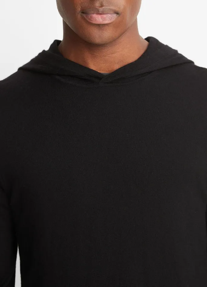 Vince Sweatshirts and Hoodies Men Featherweight Wool Cashmere Pullover Hoodie Black