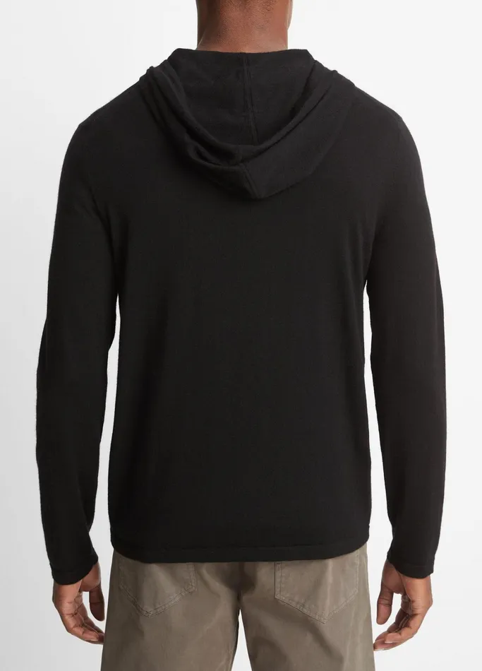 Vince Sweatshirts and Hoodies Men Featherweight Wool Cashmere Pullover Hoodie Black