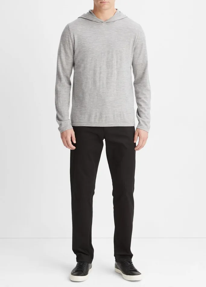 Vince Sweatshirts and Hoodies Men Featherweight Wool Cashmere Pullover Hoodie Heather Grey