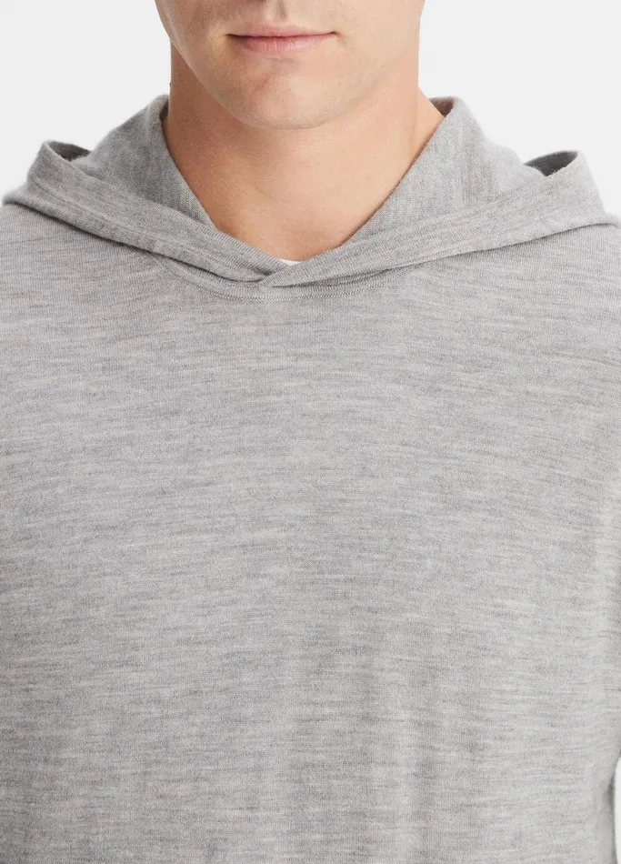 Vince Sweatshirts and Hoodies Men Featherweight Wool Cashmere Pullover Hoodie Heather Grey