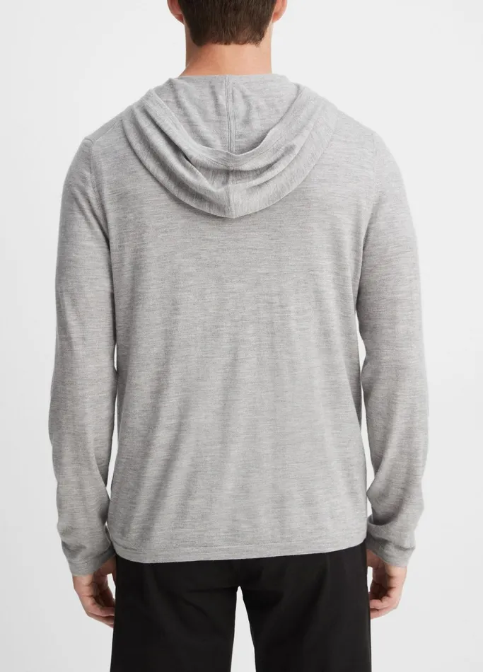 Vince Sweatshirts and Hoodies Men Featherweight Wool Cashmere Pullover Hoodie Heather Grey