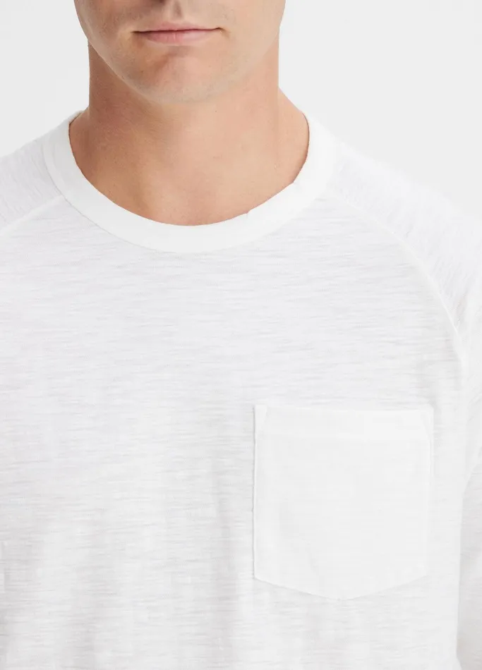 Vince TShirts and Polos Men Cotton Long Sleeve Pocket Crew TShirt Optic White