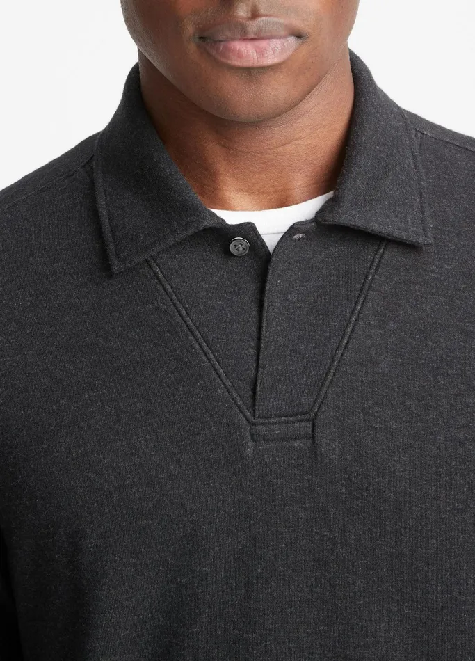 Vince TShirts and Polos Men DoubleFace LongSleeve Polo Shirt Heather Charcoaldune Grey