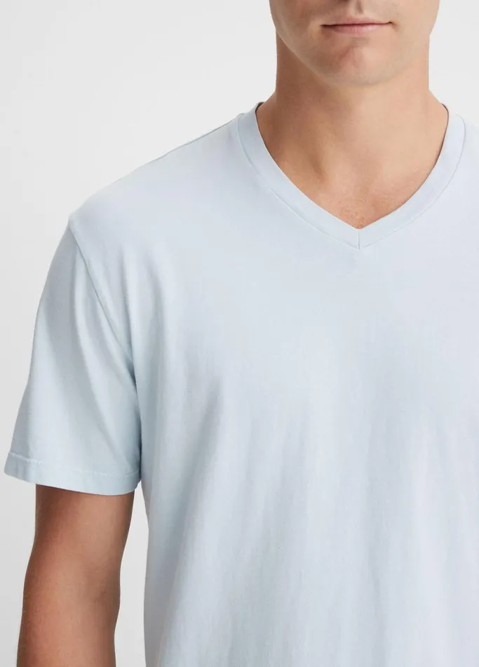 Vince TShirts and Polos Men Garment Dye Short Sleeve VNeck TShirt Shirting Blue