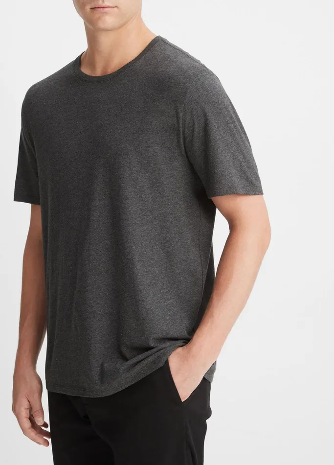 Vince TShirts and Polos Men Pima Cotton Crew Neck TShirt Heather Carbon